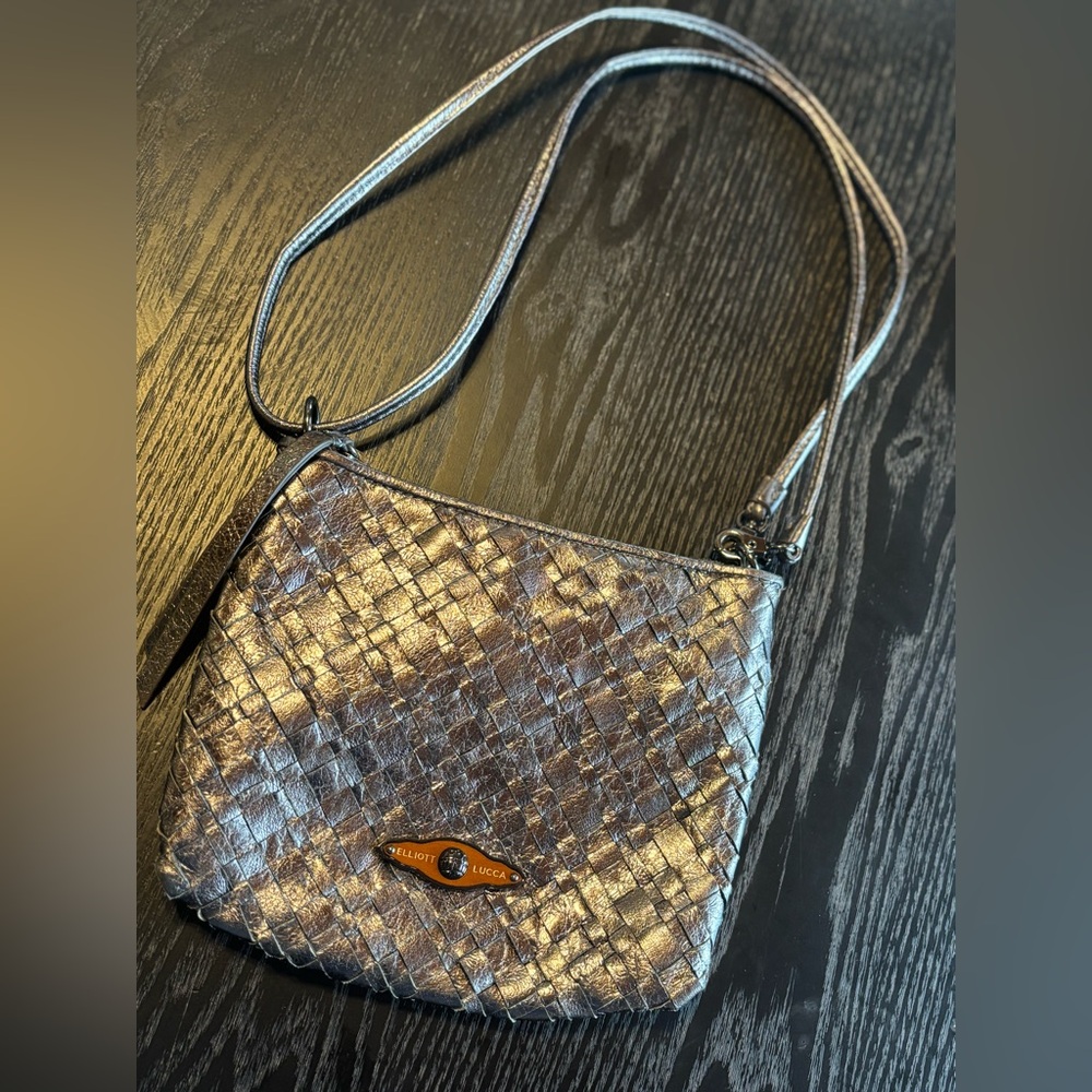 Elliot Lucca metallic woven crossbody bag